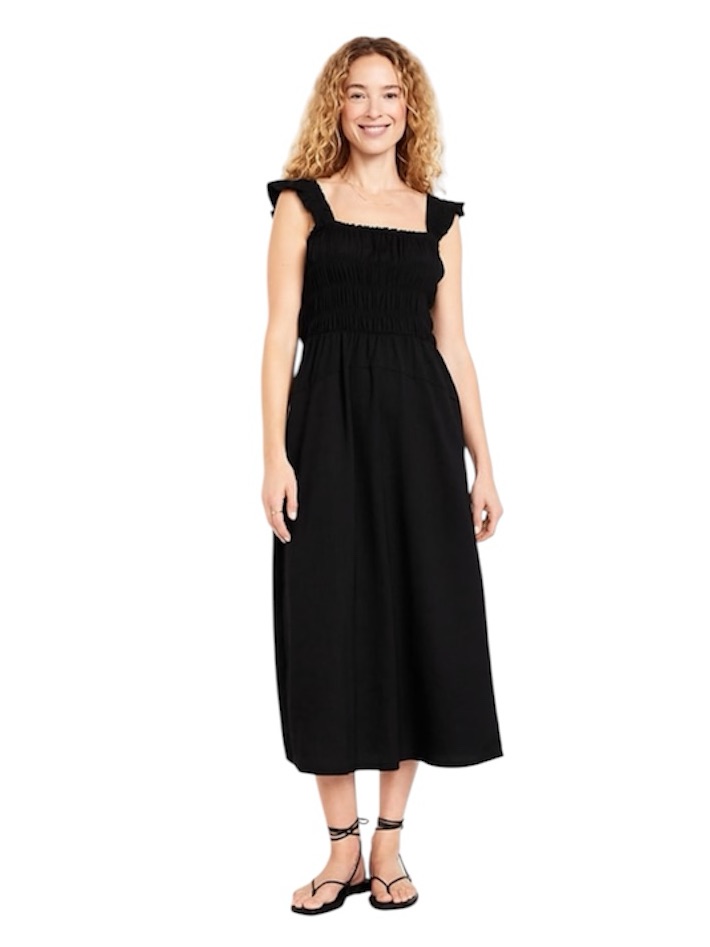 Old Navy Fit & Flare Light Weight Smocked Midi Dress Sz Large